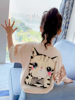 

Girl's Short-Sleeved T-shirt Summer Loose Fashion Children's Cotton Half-Sleeve Children's Summer Jacket Fashion