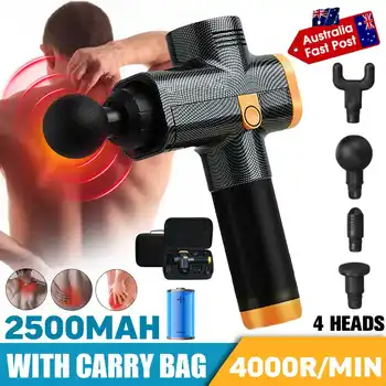 

NEW 20 Gear Speed Regulation 3600R/min Electric Percussive Massager Percussion Massage Gun Hand Held Therapy Device with 4 Heads