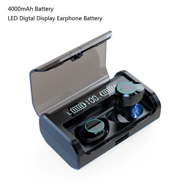 G06 TWS Bluetooth 5,0 Наушники Беспроводные спортивные наушники 9D Стерео шумоподавление сенсорные наушники с дисплеем питания 4000 мАч чехол - Цвет: Черный