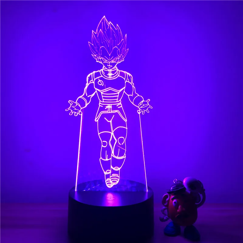 3D светодиодный ночной Светильник Dragon Ball Z Вегета супер фигурку 7 цветов сенсорный оптический Иллюзия настольная лампа для дома украшения модель - Испускаемый цвет: Vegeta E