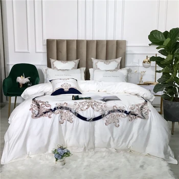 

Luxury embroidery Bedding Set 600TC egyptian cotton Bed Linens Bed Sheet Set Bedclothes Queen/King Size Bed cover 4pcs
