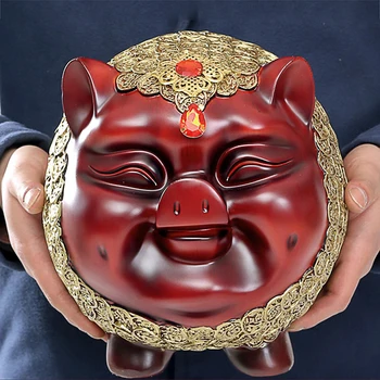 

Pig Figurines Miniature Statue Saving Cash Coin Money Box Baby Living Room Decoration Crafts Piggy Bank Large Vintage Resin Kid