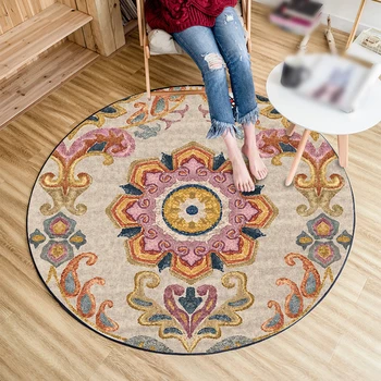 

1pc 60cm Gorgeous Vintage Ethnic Persian Style Round Rug Living Room Bedroom Floor Mat Home Decor Bathroom Non-slip