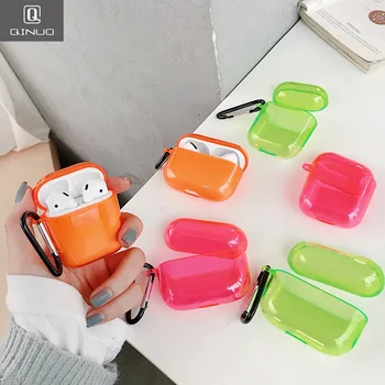 

For AirPods Pro Colorful Case Cute Transparent Cover For AirPods Earphone Cases Protector For Air pods 1 2 3 with Hook Hard Box