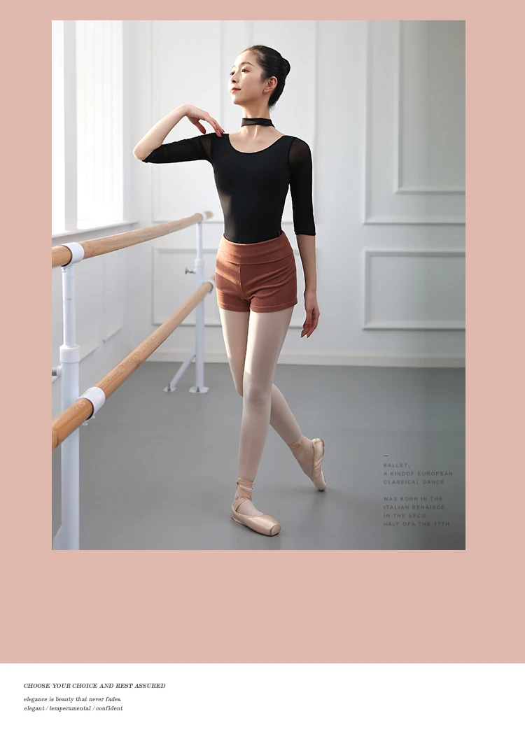 Dance Shorts High Waist Ballet Shorts Turn Over Waist Women Shorts Ballerina Dancewear Dance Warm ups Winter Rib Dance Warmer