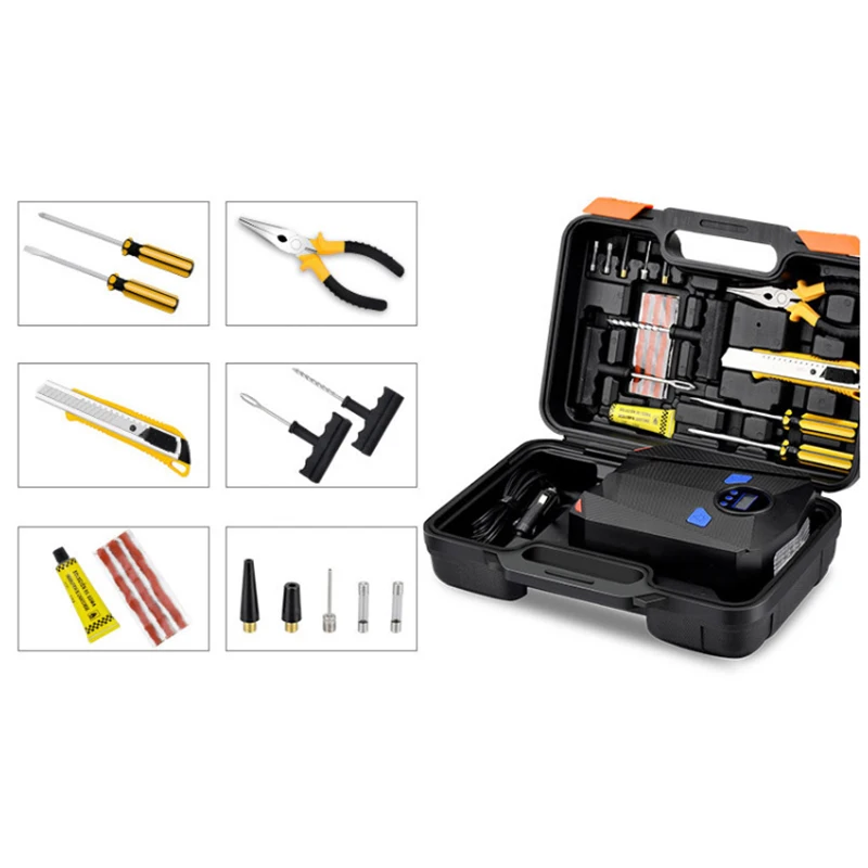 

Car Digital Tire Inflator Car Portable Air Compressor Pump 150 PSI +Car Tire Repair Tool Tire Repair Kit Auto Bike Tubeless Tire