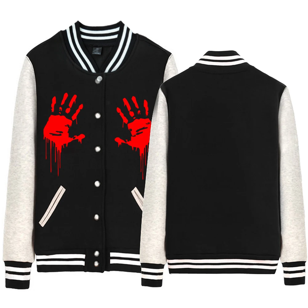 Женская бейсбольная куртка на молнии Walking Dead Zombie Bloody Hand флисовая осенне зимняя