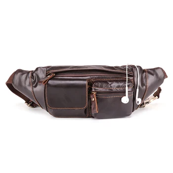 

New casual retro men chest bag high quality outdoor sports shoulder bag mobile phone waist bag Soft wide genuine leather men bag