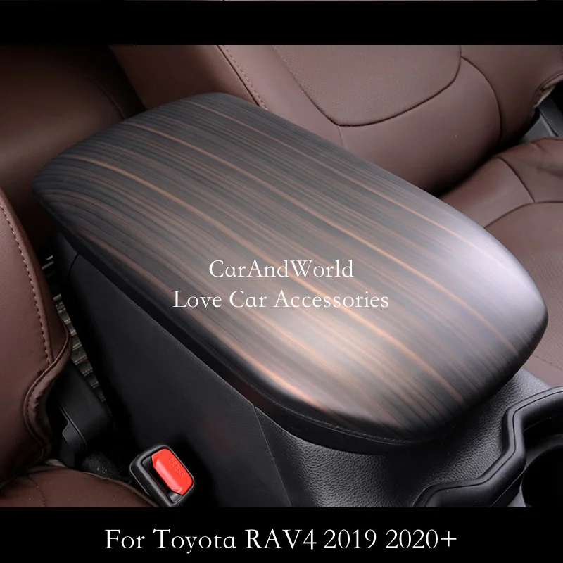 

Auto Armrest Panel Cover Interior Moulding Central Storage Frame Box Top Trim For Toyota RAV4 2019-2023 ABS Chrome Car Accessory