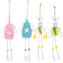 

Easter Rabbit Wooden Ornament DIY Wood Hanging Pendant Cute Bunny Easter Decoration Girl Birthday Party Supplies Wood Crafts 1Pc