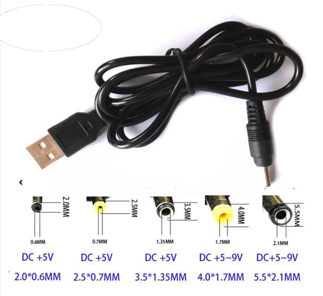 USB Male Port Type A To DC 5V 3.5*1.35mm 4.0*1.7mm 2.0*0.6mm 2.5*0.7mm  5.5*2.1mm 5.5*2.5mm Barrel Jack Power Cable Connector