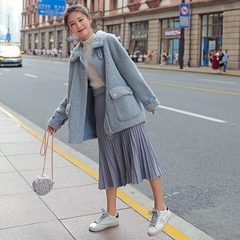 

Lambs Wool Coat Women's 2019 New Style Mid-length Cotton-padded Jacket Korean-style Fur Berber Fleece Coat Sheep Shearing Clothi