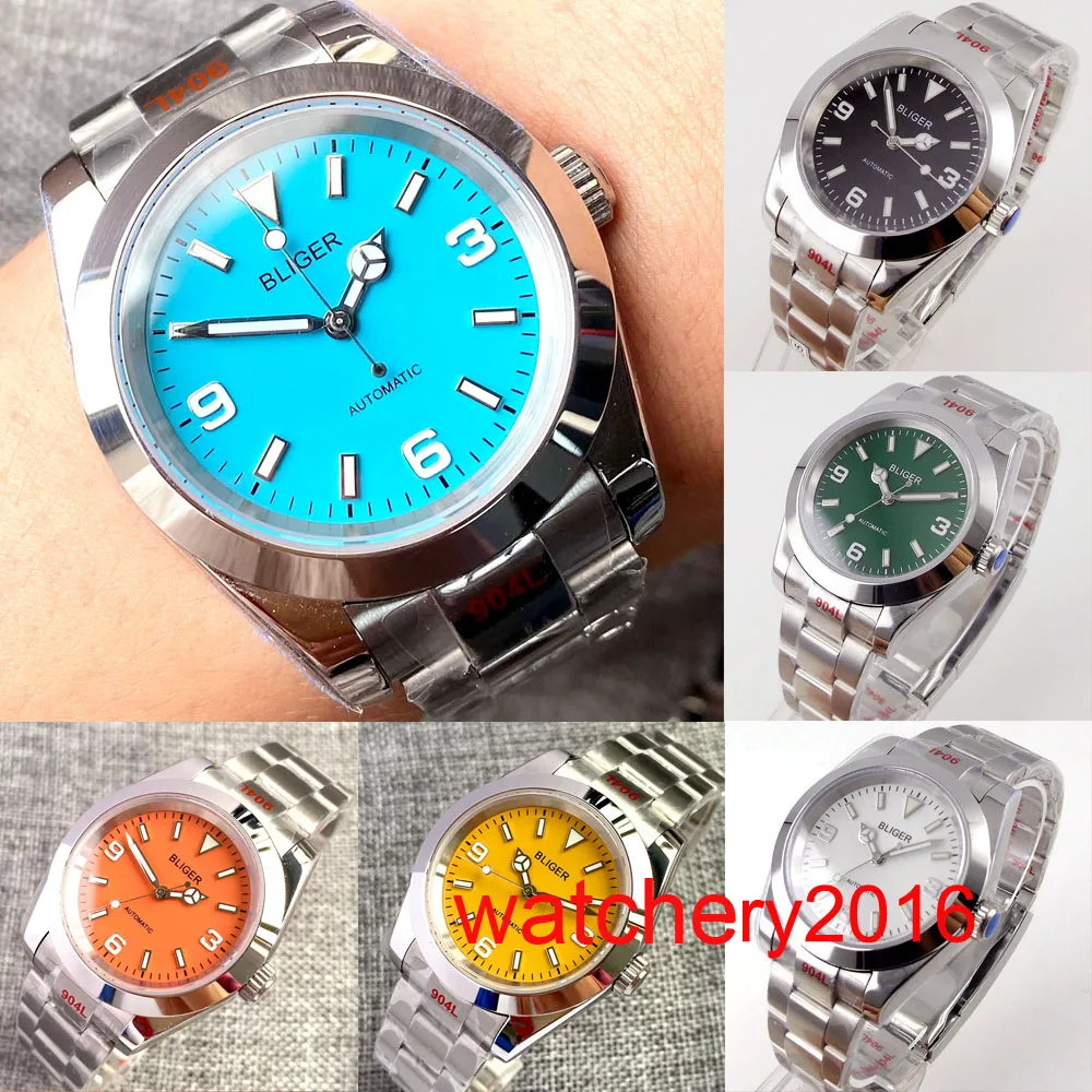 

BLIGER 36mm 39mm Blue Black Orange Dial NH35A PT5000 MIYOTA 8215 Automatic Watch For Men Sapphire Crystal Green Luminous