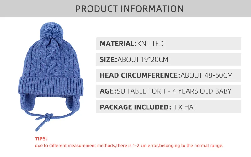 Плотная теплая шапка для младенца для новорожденного, зимняя шапка для детей, вязаная шапка для маленьких девочек и мальчиков, шапочка, шапочка с помпоном, защита ушей, детская шапка