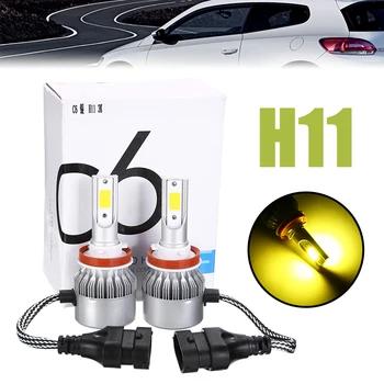 

2pcs H11 H8 H9 3000K 100W Yellow LED Headlight Fog Light Bulbs High/Low Beam Lamp For SUV Bus Off-road ATV Wagon UTV Accessories