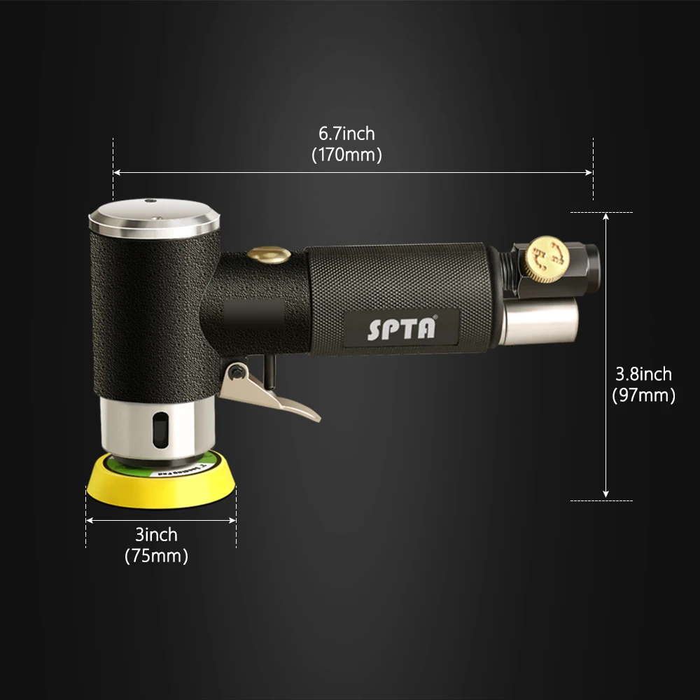 Car Polisher Automotive Orbital Sander 1"/2"/3" 3mm Random Orbit Air Sander High Speed Air Powered Sanding Polisher Mini Pneumatic Grinding Tool For Car Polishing
