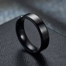 Stainless Steel Black Rings for Women Wedding Rings Men Jewelry Width 6mm Custom engraving name Logo