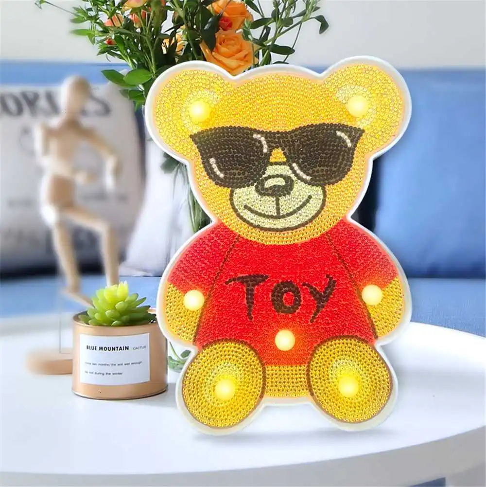 AZQSD DIY Diamond Painting Bear Mosaic Embroidery Cartoon Kit Child Home Decoration Gift LED Lamp New Arrival | Дом и сад