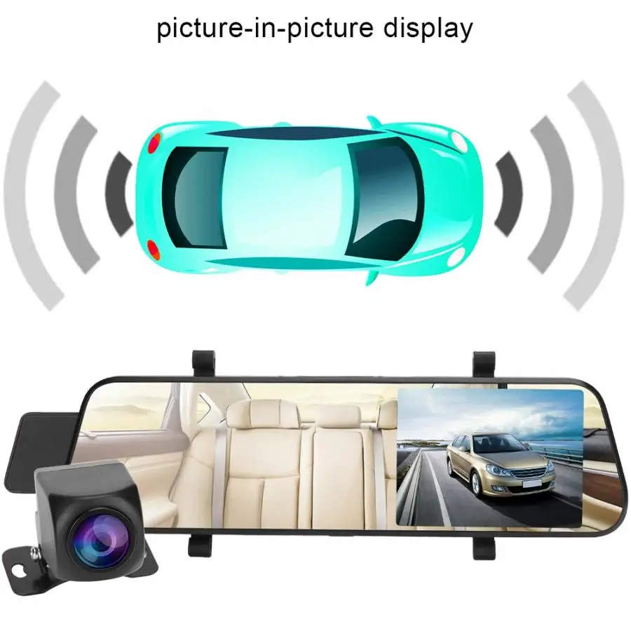DVR камера 1080P ips сенсорный экран Автомобильный видеорегистратор заднего вида HD для вождения видео рекордер камера Обратный двойной объектив камера V96B