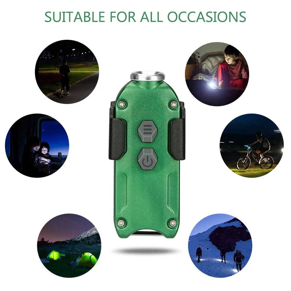XPG-2 360Lumens 4Modes USB Rechargeable Key Chain Mini LED Flashlight Outdoor Portable Waterproof Lighting Lantern Lamp Torch