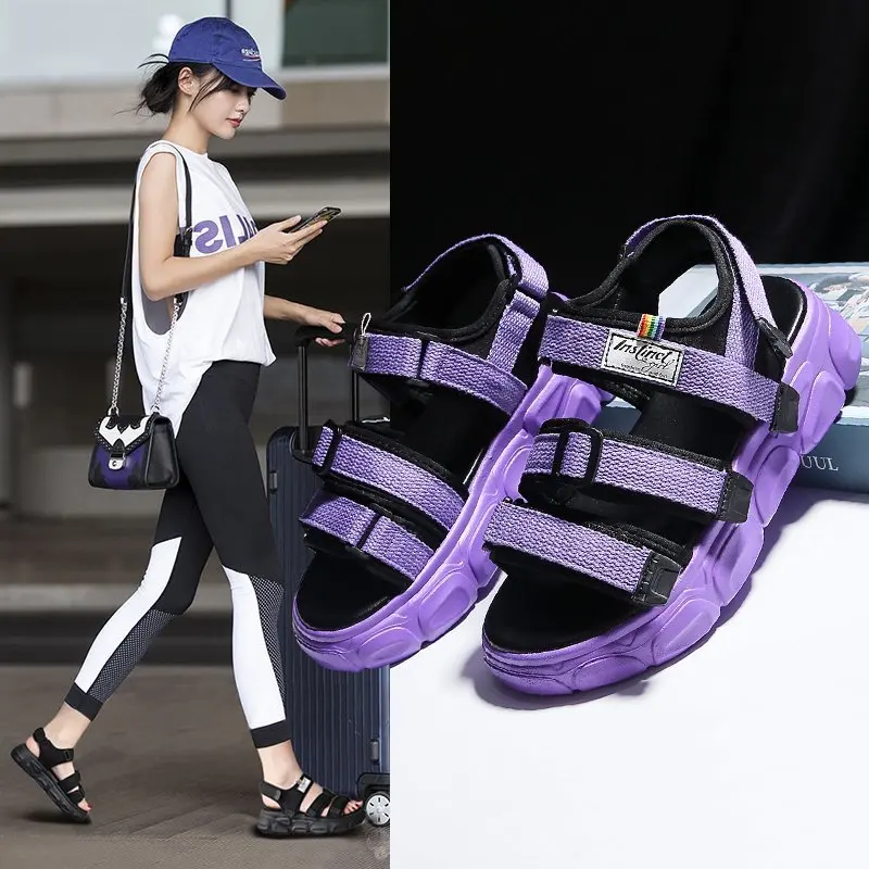 

Summer 2020 new fashion wild fairy style sports Roman sandals female muffin thick bottom increased sandals Z1014