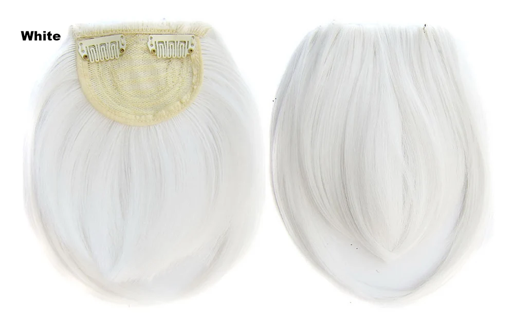 Delice женские прямые тупые волосы челка синтетический зажим в боковых висках аккуратные бахрома шиньоны - Цвет: Белый