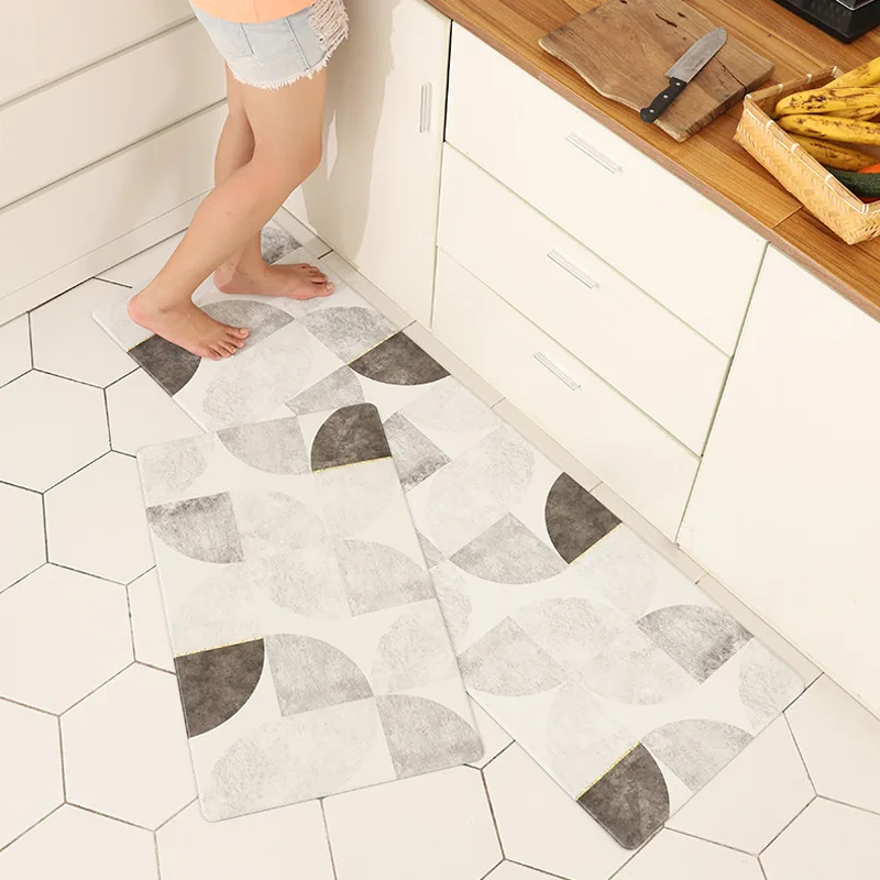 Скандинавский ПВХ кожаный коврик для кухни нескользящий водонепроницаемый