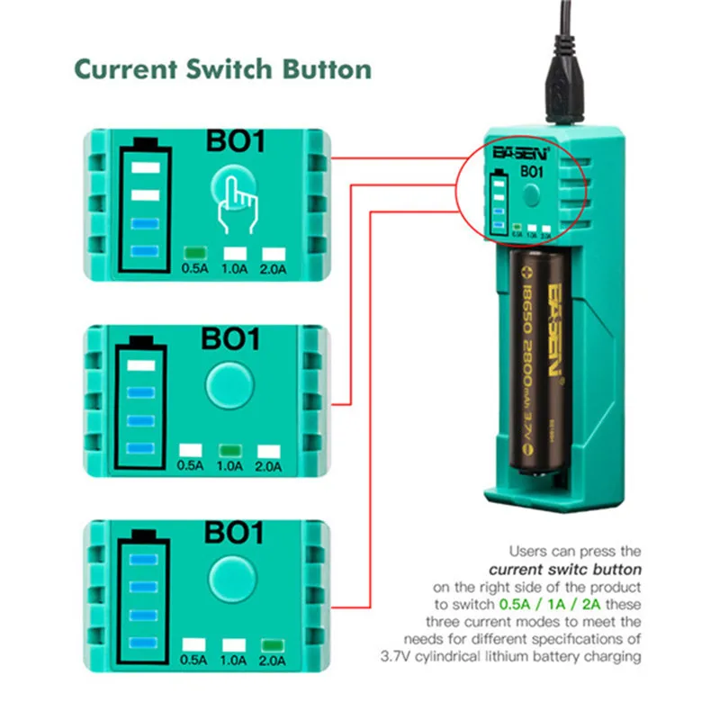 18650 Smart Charger 3.7V Li-liion battery 26650 21700 Li-liion battery Smart Charger for black lithium battery 5v 2A