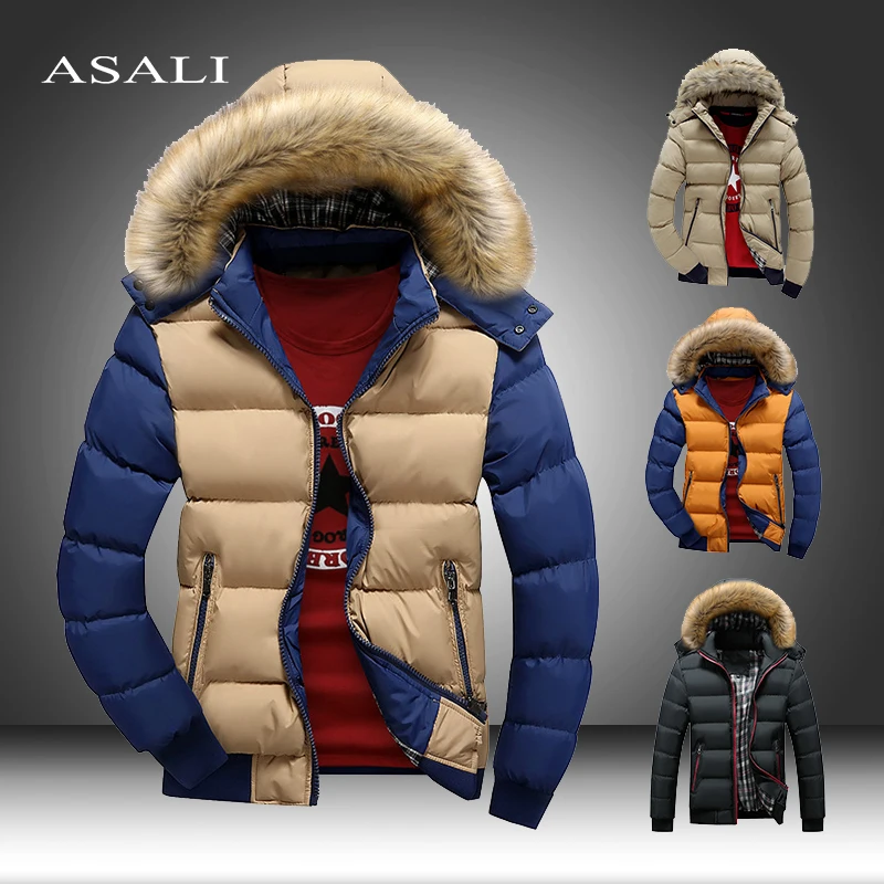 Мужская теплая куртка с меховым капюшоном черная армейская ветровка