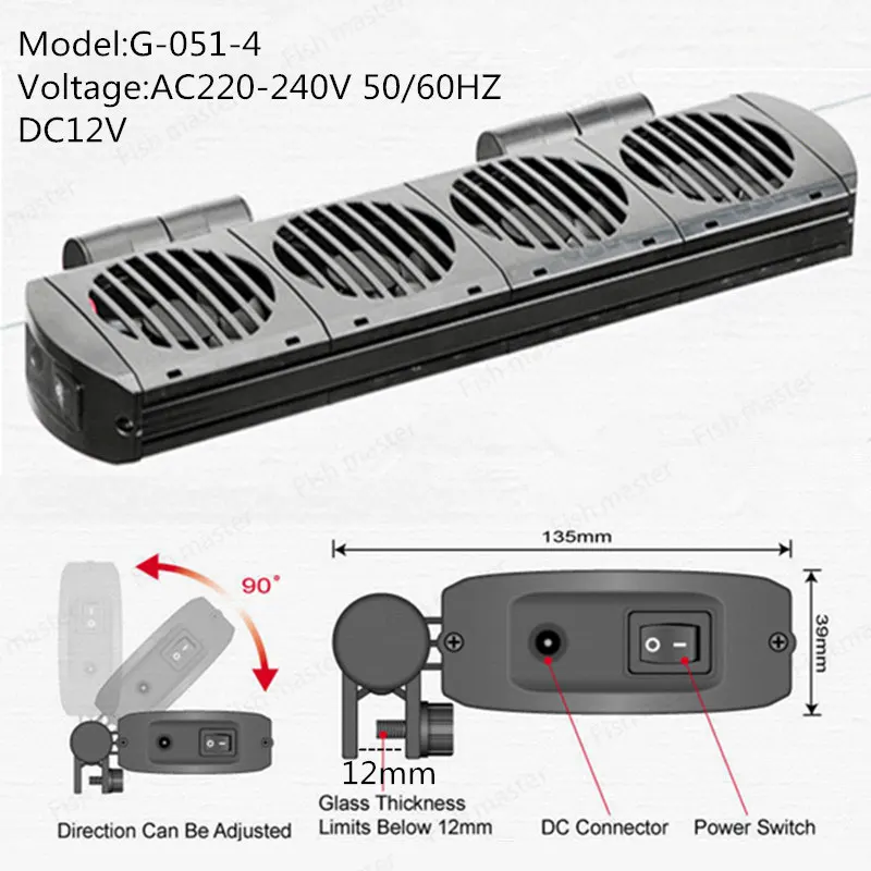 12V Low Noise Fish Tank Coldwind Cooling Fan Hang On Water Plant Cooler Temperature Control Marine Aquarium Coral Reef 