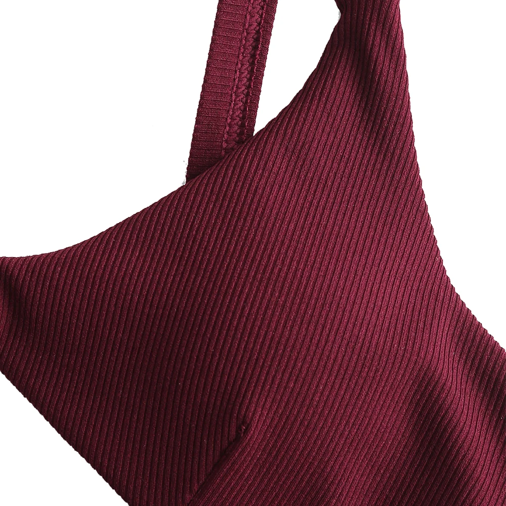 ZAFUL Women Ribbed Cut Out Padded Bikini Swimwear Scoop Neck Plain Bikini Sets Solid Color Two Pieces Swimwear 2020 Ladies ZAFUL Women Ribbed Cut Out Padded Bikini Swimwear Scoop Neck Plain Bikini Sets Solid Color Two Pieces Swimwear 2020 Ladies