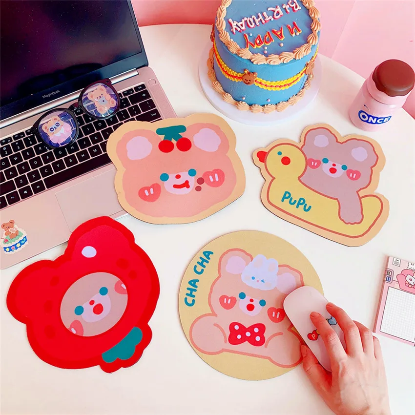 Tapete de Mesa Almofada para Meninas Kawaii Meninas Urso Mouse Almofada Bonito Almofadas Japonês Escritório Estacionário Decoração Copo Presente 3 Almofadas de mesa & Blotters