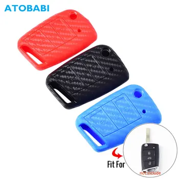 

Silicone Car Key Case For VW Golf 7 Volkswagen MK7 Skoda Octavia A7 SEAT Folding Remote Control Fob Cover Keychain Protector Bag