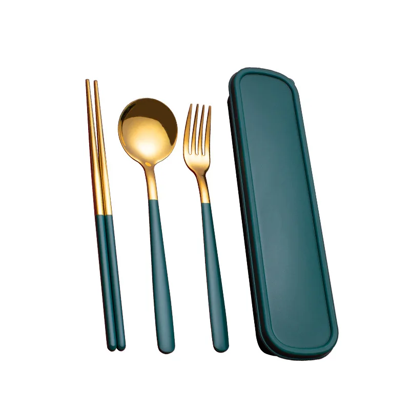 

High Quality Gold Fork Spoon Knife Portable Cutlery Set Stainless Steel Tableware Western Kitchen Silverware Dropshipping