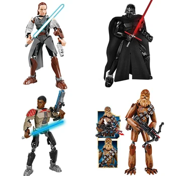 

Star Wars Buidable Figure Building Block Toy Rey Finn Luky Darth Vader Kylo Obi- Wan Anakin Toys Assemble Interactive Kid Toy