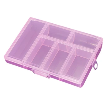 

6 Grids Plastic Organzier Jewelry Box Makeup Nail Art Container Beads Pilll Case
