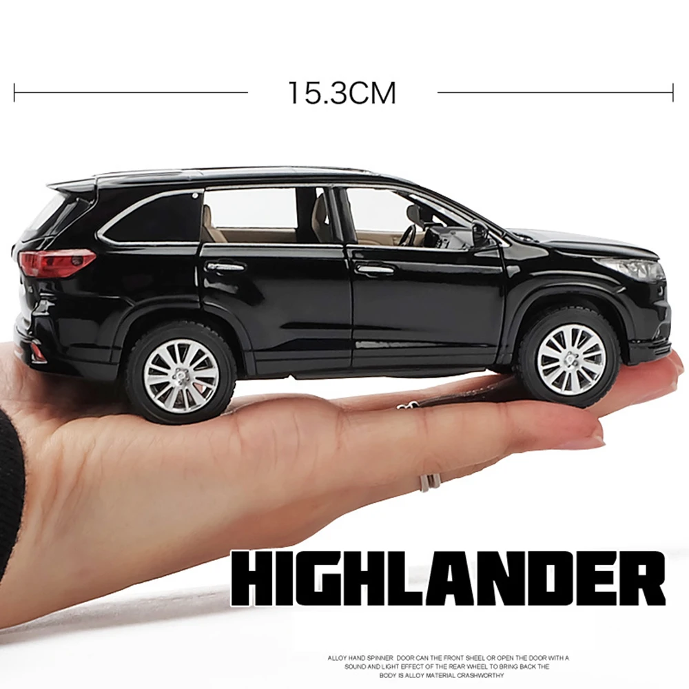 1:32 TOYOTA Highlander литья под давлением сплав модель автомобиля игрушка высокая имитация металла SUV модель 6 дверей может быть открыт подарок для детей Рождество