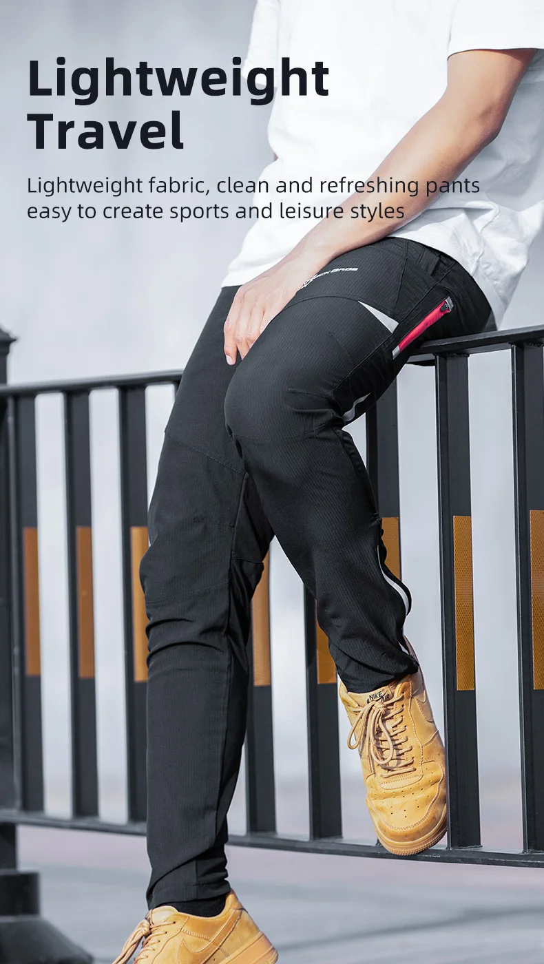 ROCKBROS Light Comfortable Cycling Pants Men Women Spring Summer Breathable Hight Elasticity Sports Pants Reflective Trousers