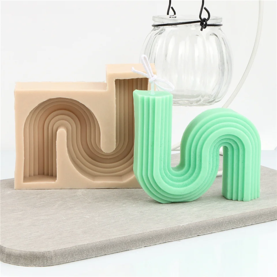 

H Curve Shape Style Silicone Candle Mold DIY Cuboid Letter Aroma Soap 3D Stereo Decor Gadgets Plaster Supplies Making Crystal