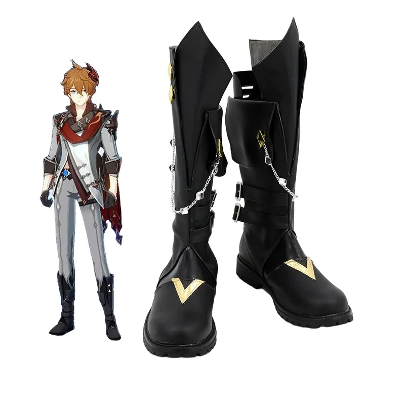 

New Game Genshin Impact Cosplay Shoes Genshin Impact Tartaglia Cosplay Boots Carnival Halloween Women Shoes Size 35-48