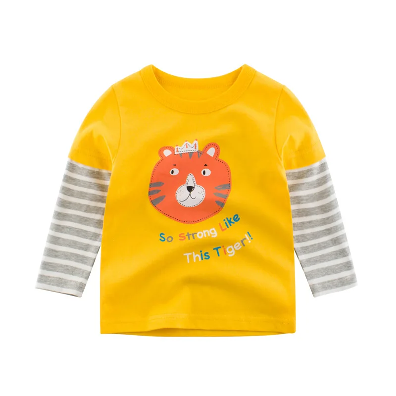 Детские футболки топы с длинными рукавами для мальчиков и девочек, осенне-зимний хлопковый свитер топы для мальчиков от 2 до 8 лет, Детские футболки, одежда - Цвет: BY3336-Y