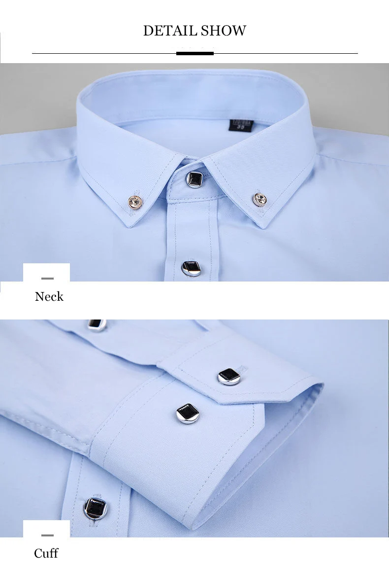 Men French Cufflinks Shirt New Men's Long Sleeve Shirt Casual Male Brand Solid Color White Black Blue Slim Fit Cuff Dress Shirts burberry short sleeve shirt