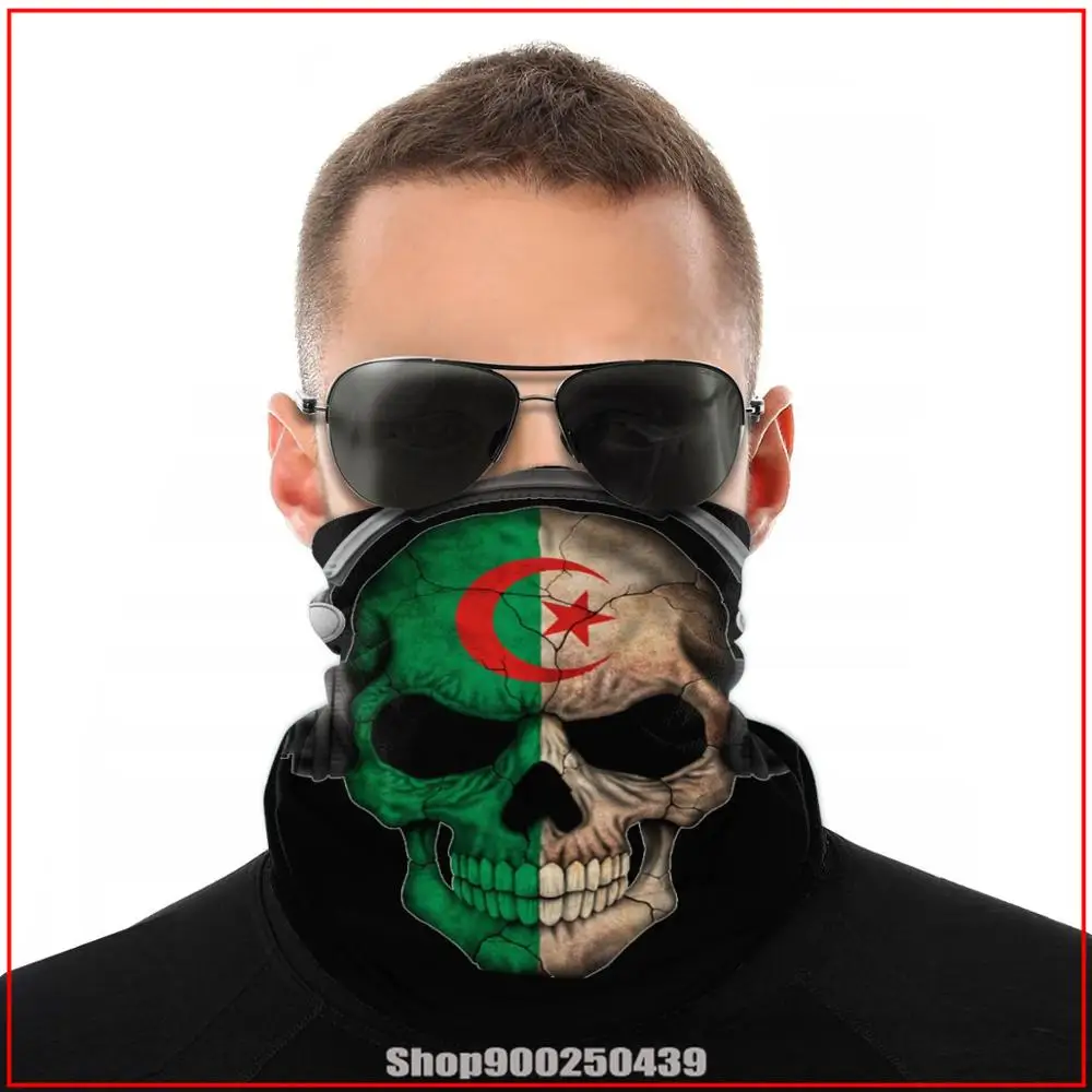 Dark Skull Deejay With Algerian Flag Bandanas Bandana Scarf Diy As Face Maskes Bbq Arnold Burgaw