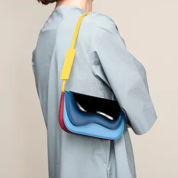 

Turkish style niche design contrast color Envelope bag 2020 new irregular multi-layer wave pattern one-shoulder crossbody a148