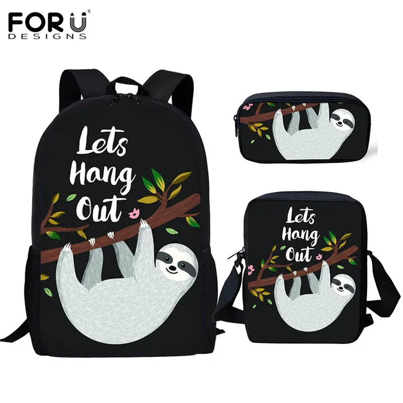 FORUDESIGN 3 шт. школьный рюкзак наборы для мальчиков с принтом "Ленивец" Bookbag школьный рюкзак для малышей и детей, студенческий ноутбук, мужской портфель, рюкзак - Цвет: HXA19CEK