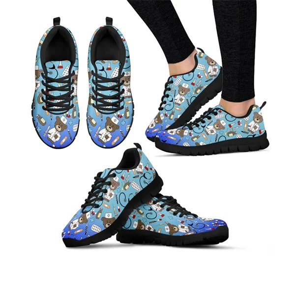 FORUDESIGNS/zapatos mujer; коллекция года; женская обувь для медсестры с рисунком медведя; цвет желтый, зеленый; обувь для кормящих женщин с градиентом; кроссовки на шнуровке - Цвет: HMF1672BAQ