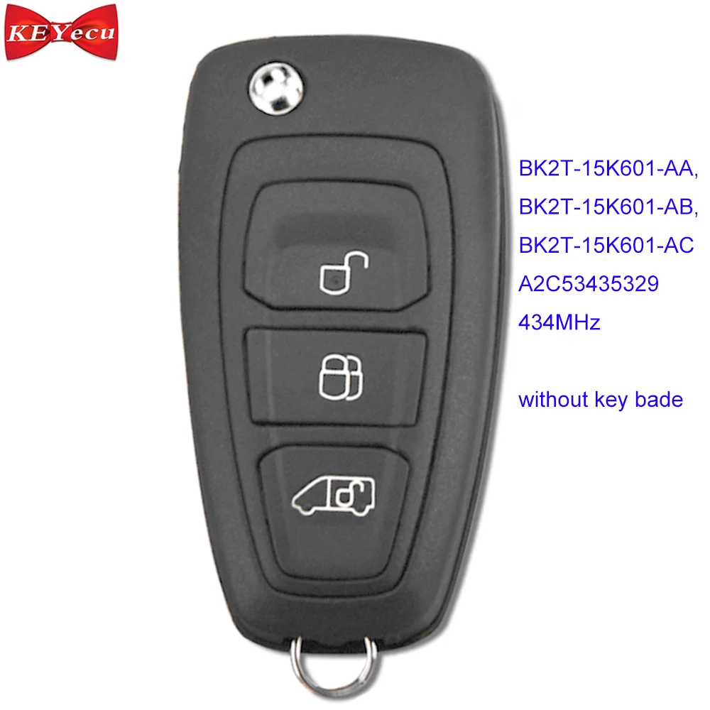 

KEYECU OEM for Ford Transit /Transit Custom 2014 2015 2016 Remote Fob BK2T-15K601-AA/ AB/ AC 434MHz 63+ Chip Without Key Blade