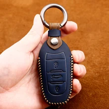 Hakiki inek derisi Citroen için anahtar dava C4 Grand Picasso C3 C2 C5 Aircross X7 kaktüs Berlingo uzaktan kapak anahtarlık araba aksesuarları