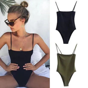 

2020 Summer Beach Women's Sexy One-Piece Bodysuits Strapless Solid Color Unpadded Fashion Women Jumpsuits Bathing Suit Costume