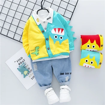 

HYLKIDHUOSE Baby Boys Girls Clothing Sets 2020 Autumn Dinosaur Coats Shirt Pants Inafnt Newborn Clothes Kids Children Costume